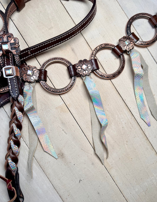Shimmer Tassel Copper Concho and Ring Tack Set