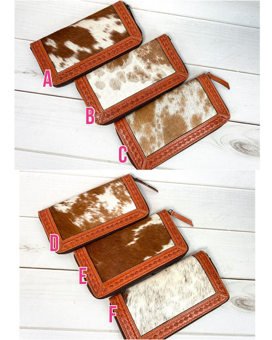 Diamond Leather Tooled Cowhide Outer Wallet