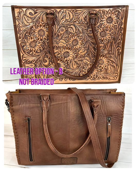 Southwest Spring Floral Tooled Laptop Tote