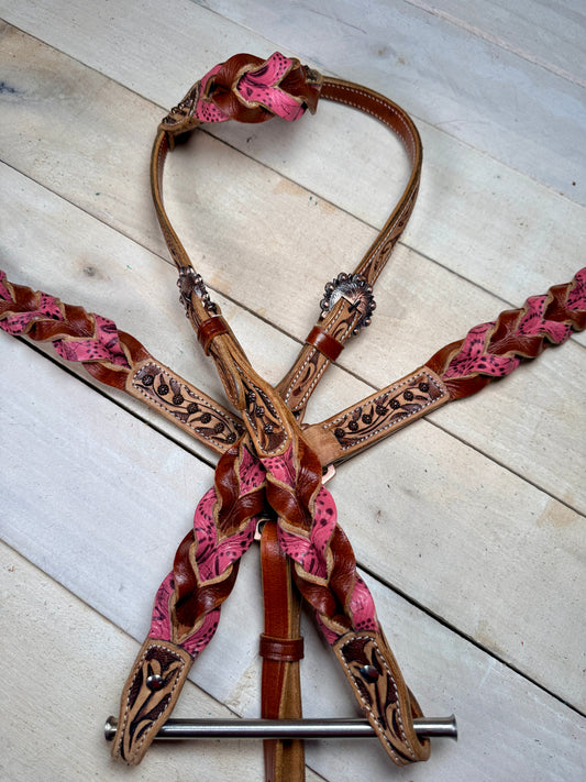 Rose Miracle Braid Leather Tack Set