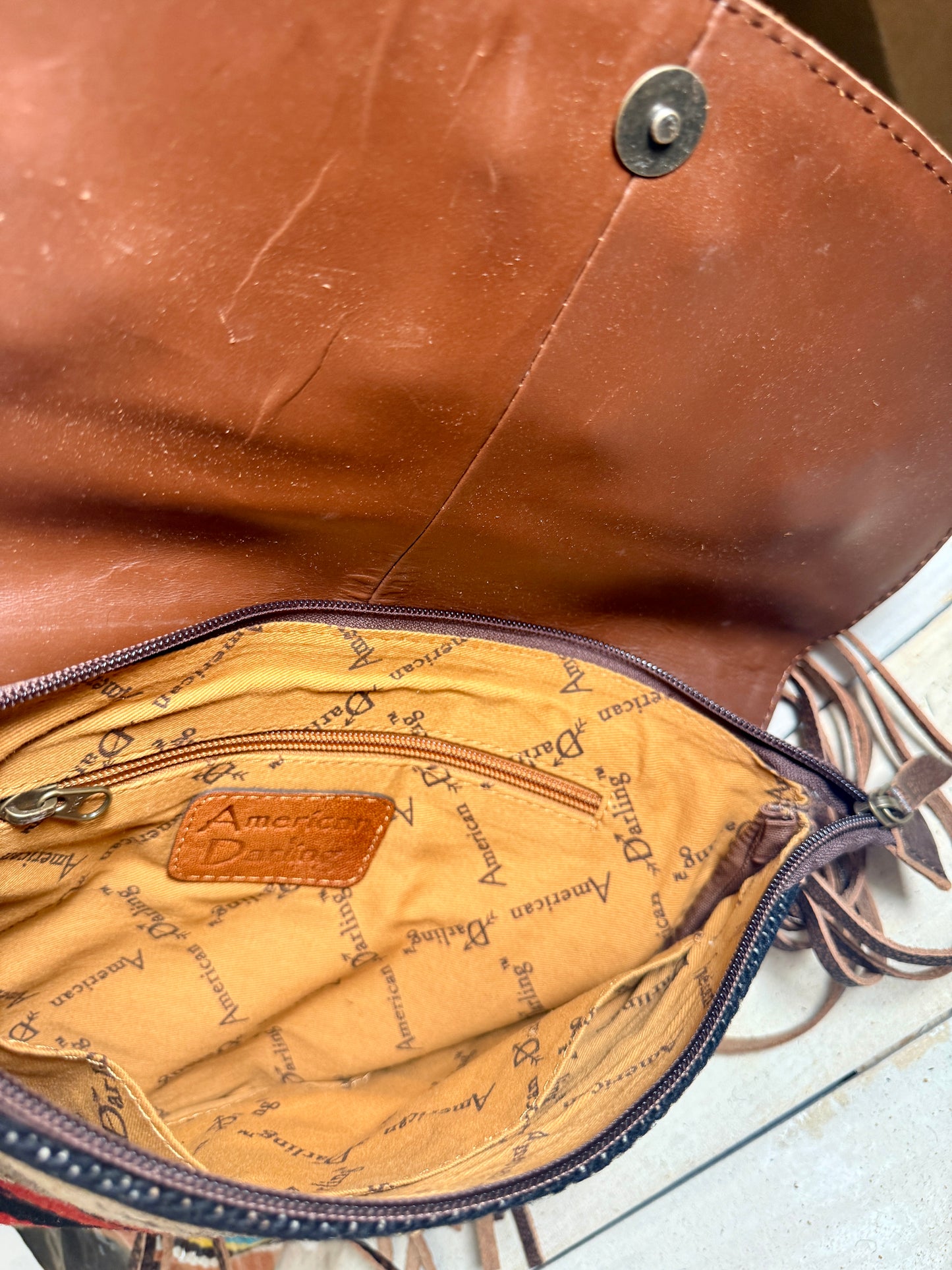 Saddle Blanket Copper Studded Crossbody Bag