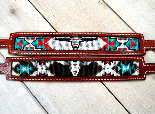 Steer/Bull Beaded Wither Strap