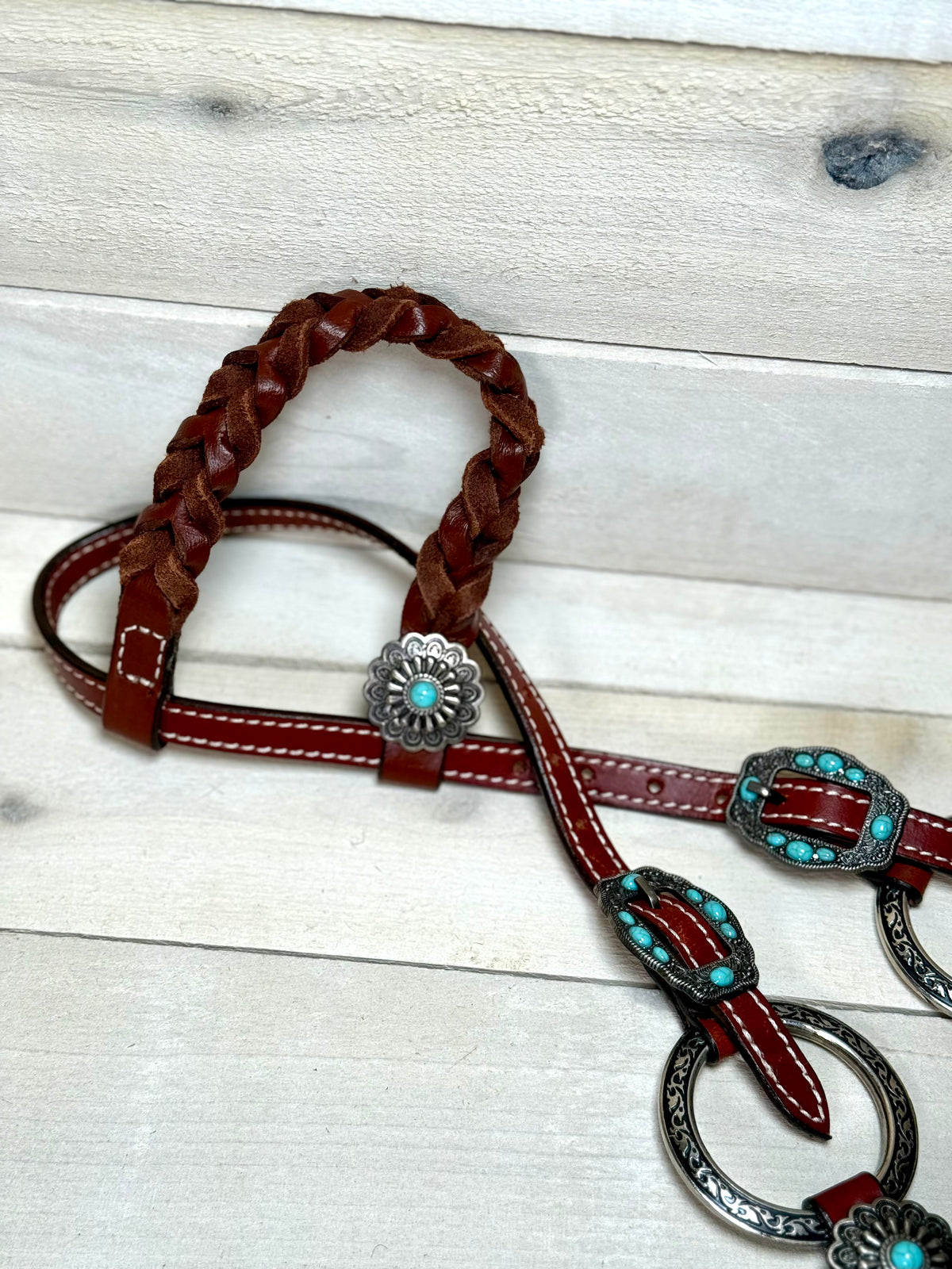 Turquoise and Silver Concho and Ring Tack Set