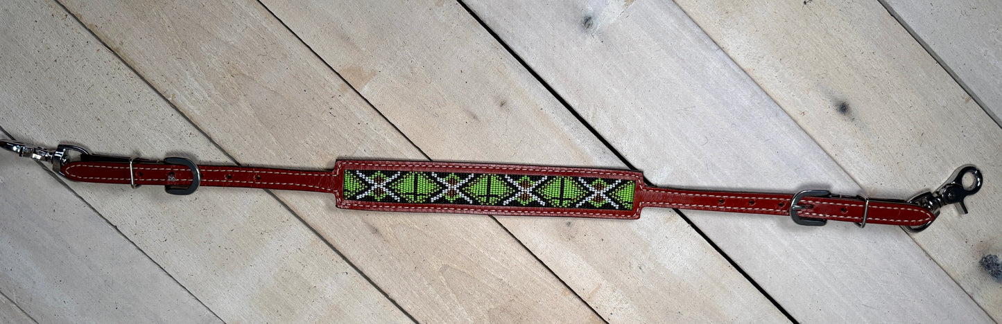 Green Cross Beaded Wither Strap