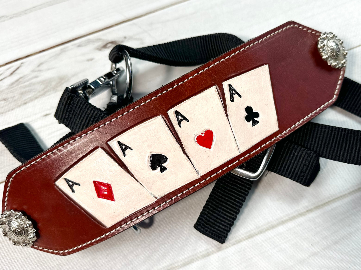 Vegas Aces Painted Leather Bronc Halter