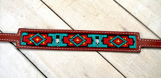 Red and Teal Diamond Beaded Wither Strap