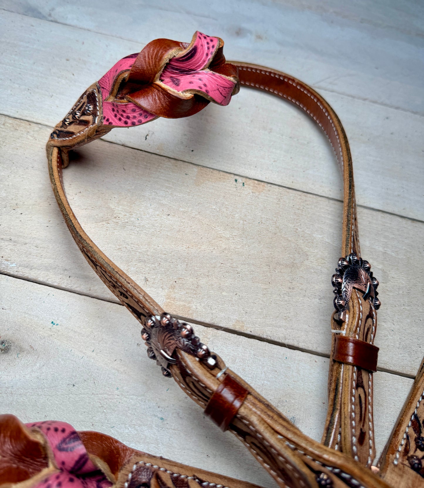 Rose Miracle Braid Leather Tack Set