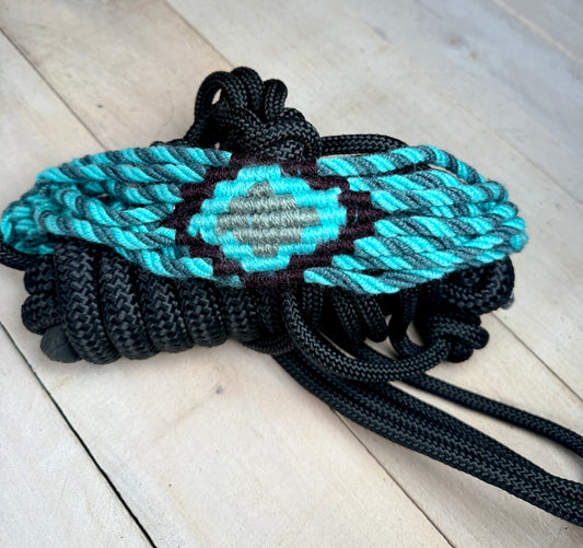 Woven Wool Teal Gray and Black Nylon Cowboy Knot Halter