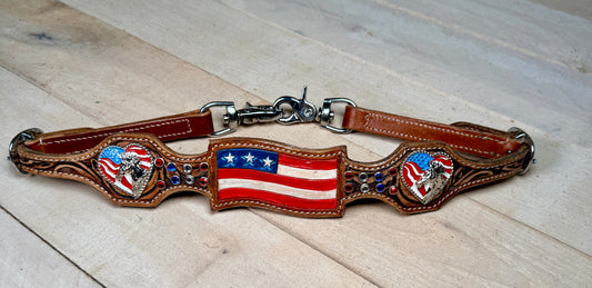 American Flag Horse Concho Wither Strap