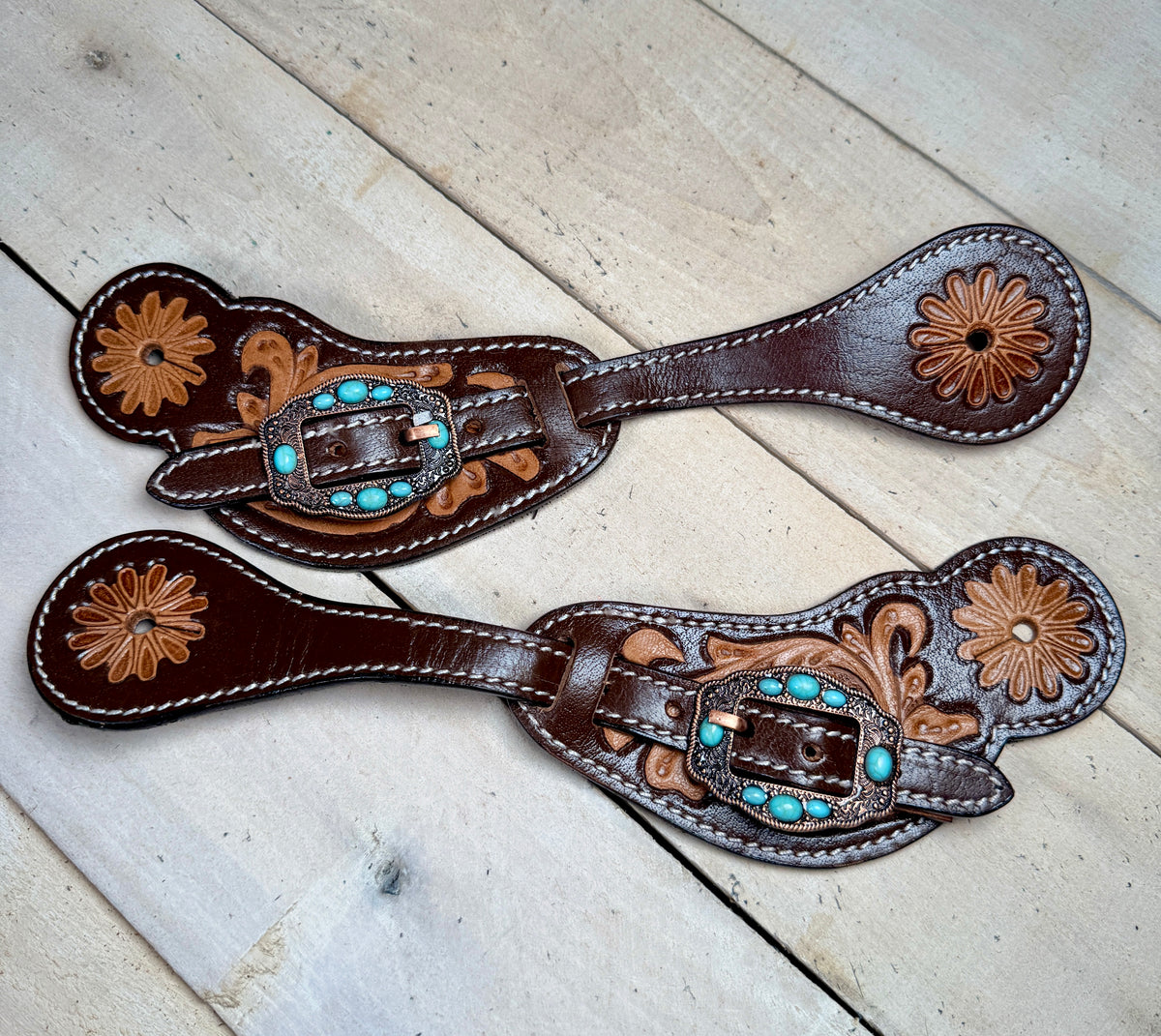 Turquoise Stone Vintage Copper Spur Straps