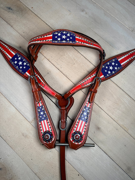 American Patriot Silver Studded Tack Set
