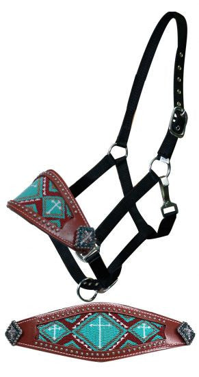 Teal Beaded Bronc Halter