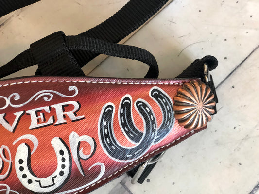 Never Give Up Painted Leather Bronc Haler