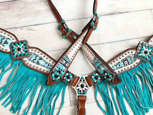 Arctic Design Teal Fringe Tack Set