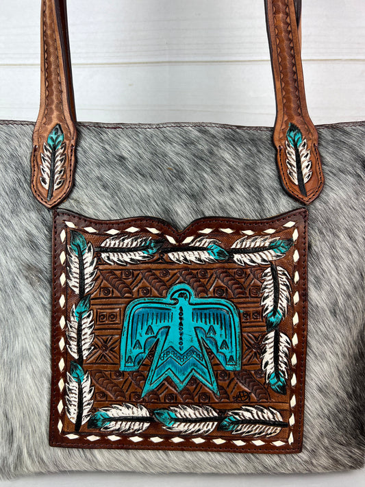 Cowhide Tote Leather Tooled Firebird Pocket