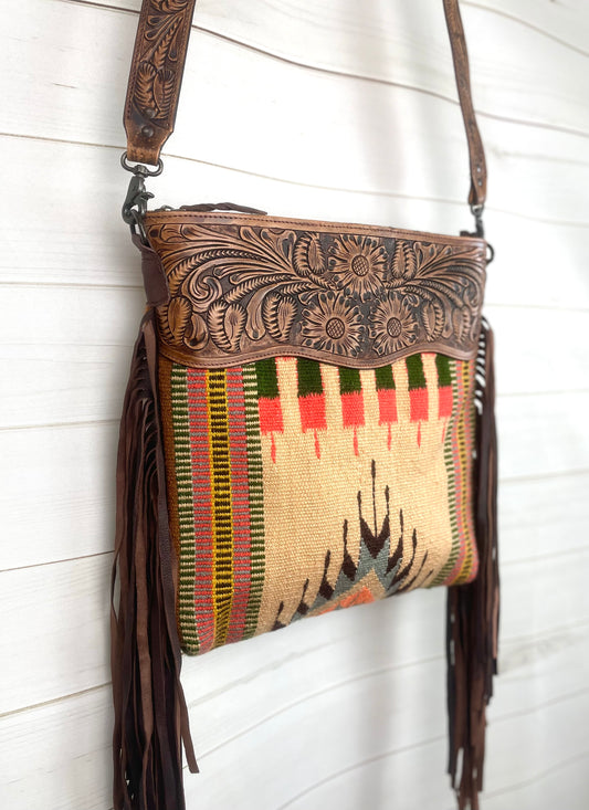 Coronado Neutral Pattern Wool Serape Handbag