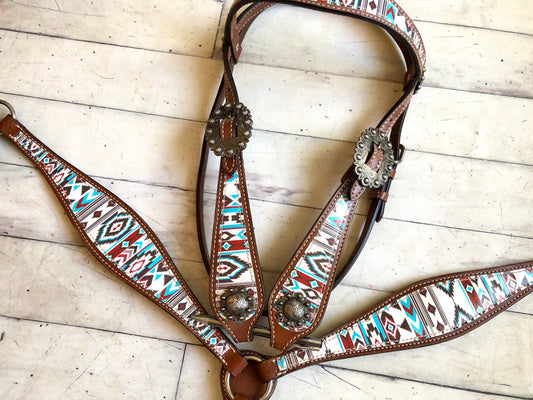 Multi Colored Navajo Diamond Pattern Tack Set