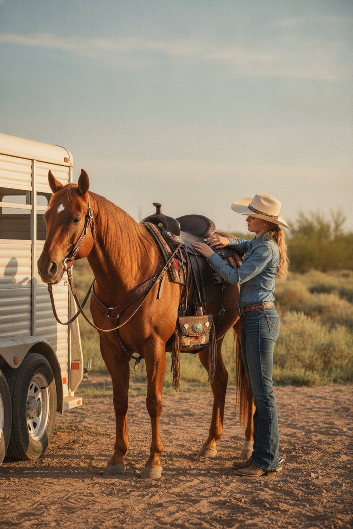 Saddle Blanket Copper Studded Crossbody Bag