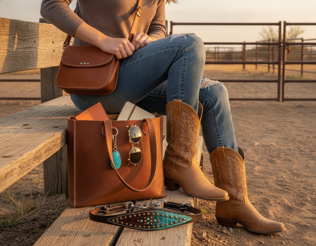 Brown and Teal Studded Wither Strap