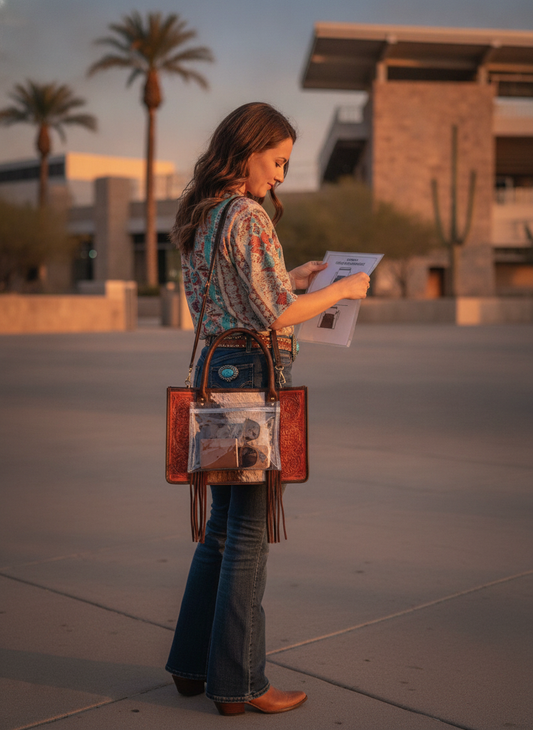Cowhide and Floral Leather Tote Bag