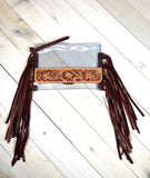 Clear Tooled Tooled Leather Fringe Wristlet