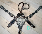 Black and White Hide Silver Studded Tack Set