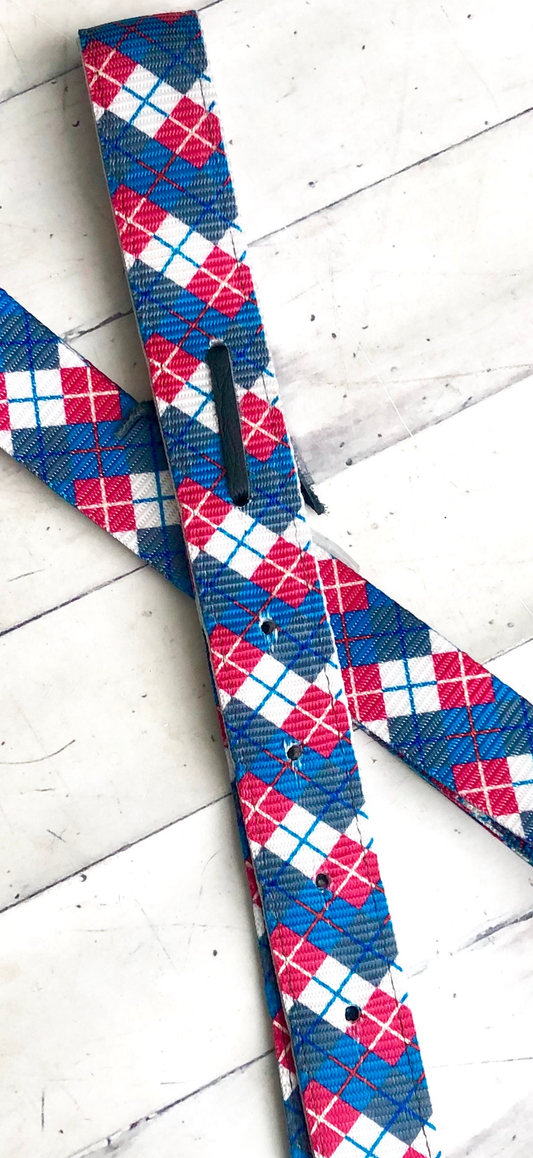Pink and Blue Argyle Cinch