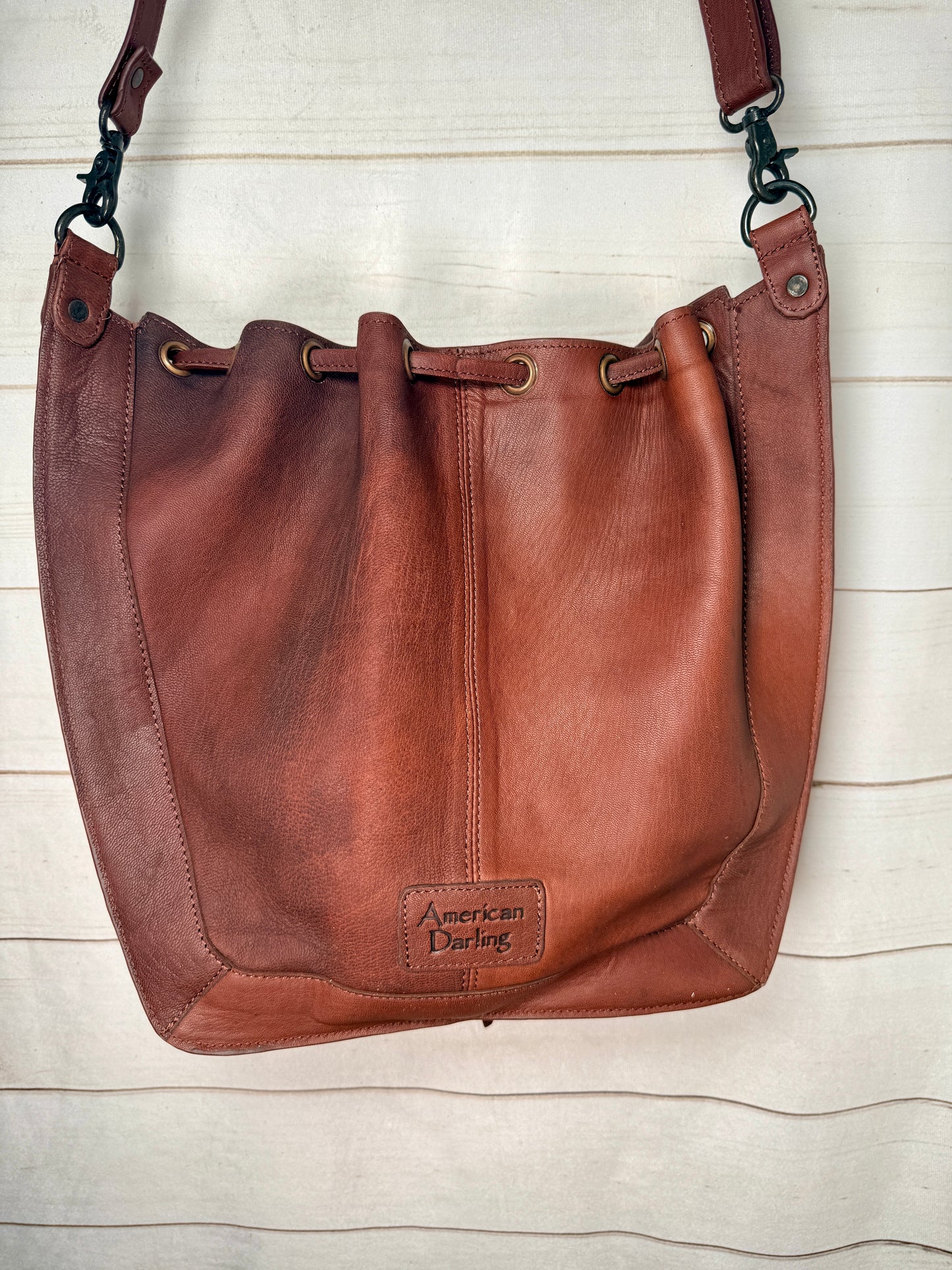 Hide and Leather Bucket Hobo Bag