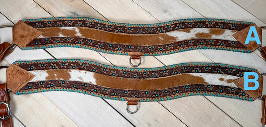 Daisy Tooled Hide On Leather Tripping Collar
