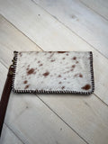 Brown Cowhide Whipstitch Leather Outer Wallet