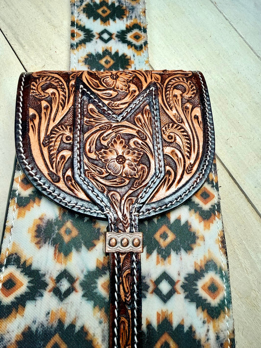 Desert Aztec Floral Tooled Saddle Bag