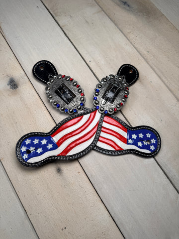 American Flag Painted Spur Straps