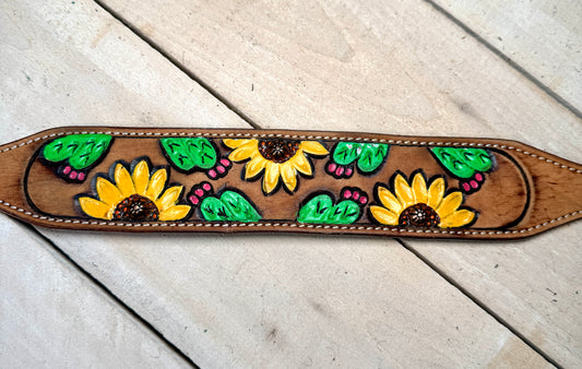 Sunflower Cactus Painted Wither Strap