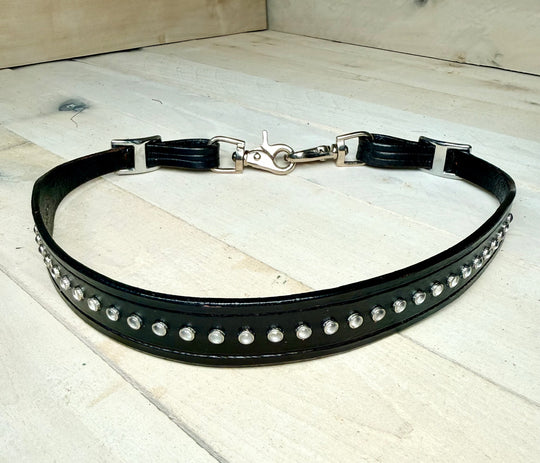 Leather Crystal Studded Wither Strap
