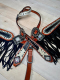 Stingray Black Fringe and Silver Studded Tack Set