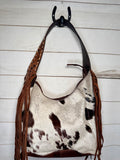 Floral Tooled Hide On Buckstitch Hobo Bag