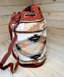 Aztec Tan White and Black Wool Bucket Bag