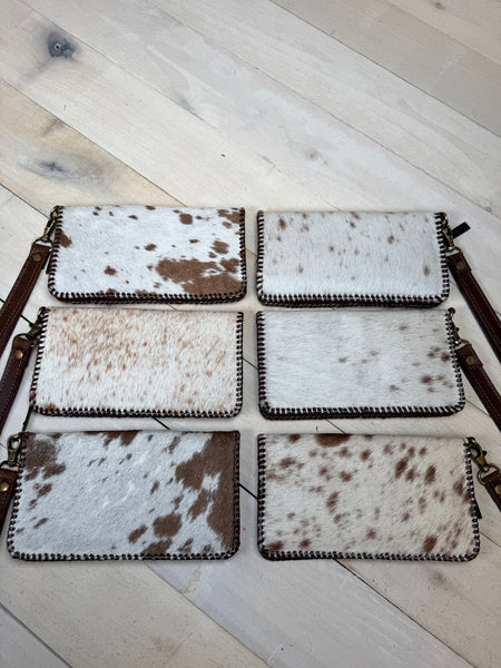 Brown Cowhide Whipstitch Leather Outer Wallet