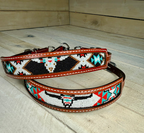 Steer/Bull Beaded Wither Strap