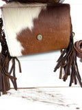 Leather Tooled Turquoise Studded Pill Box Style Crossbody Handbag