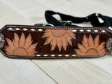 Sunflower Tooled Leather Tassel Concho Bronc Halter