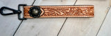 Natural Tooled Wristlet Leather Keychain