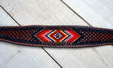 Red Beaded Floral Tooled  Wither Strap