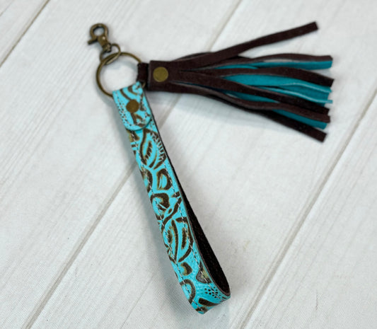 Turquoise Filigree Tassel Key Fob