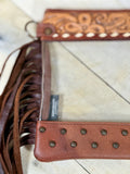 Clear Leather Flower Tooled Crossbody