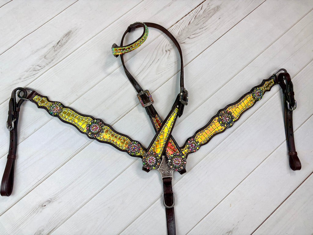 Iridescent Green Yellow Leather Tack Set – Cowgirl Barn & Tack