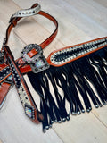 Stingray Black Fringe and Silver Studded Tack Set