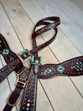 Gator Turquoise Copper Beads and Rhinestones Tack set