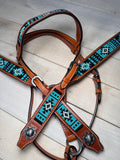 Turquoise and Black Beaded Tack Set