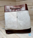 Cowhide and Leather Western Drawstring Bucket Bag